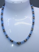 Naszyjnik kamienie naturalne akwamaryn, jaspis dalmatyńczyk, hematyt 