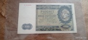 Banknot Polski 500 pięćset złotych z 1940 roku. Seria A. Wygląd średni.
