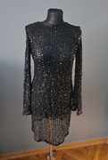 Nowa piękna cekinowa sukienka Xs/34 vero moda czarna prześwitująca