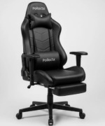 Fotel Gamingowy Czarny | Kubełkowy | Wysuwany Podnóżek |