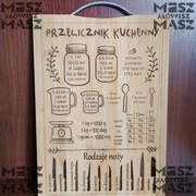 Przeliczniki na bambusowej ozdobnej desce do kuchni #MiszMówiszMasz