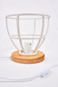 Brilliant - lampa stołowa Matrix mini Wood White E27 Ø18cm