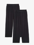 Zestaw x2, Czarne Spodnie shirtowe 7/8 high waist gumka, szerokie 52/54/56