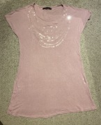 Liliowy t-shirt z cekinami Reserved
