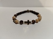 Różaniec na rękę z koralików krzyżyk 