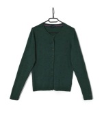 Sweter Kardigan Wełna Bawełna Zielony Tommy Hilfiger |R. L