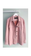 Zamszowa kurtka koszulowa puder róż r 44