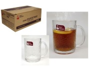 kubek szklanka 12szt. 300 ml z uchem z tłoczonym wzorem KROPKI 9,5 x 7,5 cm