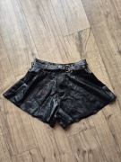 Kuloty krótkie spodenki szeroka nogawka pasek eko skóra L