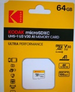 Karta pamięci KODAK MicroSDXC 4K 64Gb .Nowa Wyprzedaż 