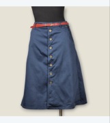 Spódnica Midi 3XL 4XL Granatowa Bawełna Guziki Casual Biuro