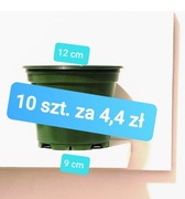 Doniczka, zielona, tania, nowa, Polska, 10 szt, doniczka fi 12, 12 na 9 cm.