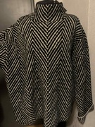 H&M sweter tunika oversize z wełną gruby duży jodełka melanż