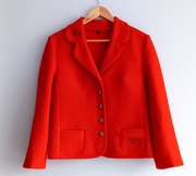 Wełniany żakiet z haftem vintage żywa wełna virgin wool