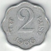 Indie 2 pajsy paise 1966 C - 20 mm - Kalkuta - nr 1