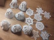 Krochmalone, ręcznie szyte dekoracje świąteczne na choinkę, zestaw