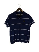 Koszulka polo Lyle Scott granatowa w paski z logiem l