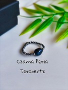 Pierścionek - czarna perła, terahertz, stal chirurgiczna 