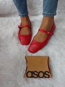(41) ASOS/ Czerwone baleriny z zapięciem z Londynu, NOWE 