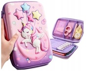 Piórnik Jednorożec 3D twardy Case różowy