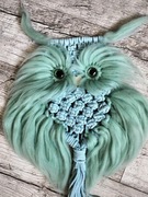 Sowa ze sznurka makrama 30x60cm rękodzieło 