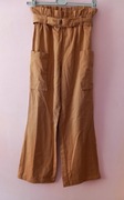 Spodnie brązowe z szerokimi nogawki roz.S wymiary opis