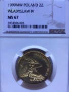 2 ZŁ1999 WŁADYSŁAW IV WAZA NGC MS67 ! PIĘKNA