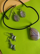 Zawieszka i kolczyki fioletowy agat