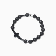 Symbol Wiary i Siły – Bransoletka „Różaniec” z Lawy Wulkanicznej