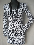 Sukienka mini biało czarna L  wiskoza +elastan