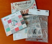 scrap- blok papierów świątecznych + zestaw Paper Craft + stemple (gnom)