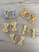 Ozdobne gumki do włosów handmade żółte pomarańczowe