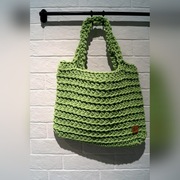Jasnozielona torba - shopperka, define,na szydełku