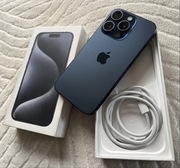 24 cykle, Idealny iPhone 15 Pro 128 GB Blue Titanium, kondycja 100%