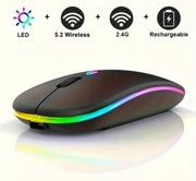 Bezprzewodowa Mysz RGB Bluetooth 5.2+2.4G USB|Cicha|Akumulator 500mAh|Slim