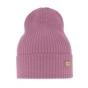 Czapka z wełny merino wełniana prążek jesienna 100% wełna fioletowa