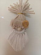 Skrzat bożonarodzeniowy z makramy - handmade, 17 cm