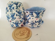 Komplet zestaw ocieplany zimowy Czapka komin niebieskie smerfy 