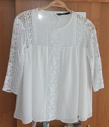ZARA Trafaluc  bluzka z gipiurą M