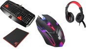 Zestaw Gamingowy 4w1 – Klawiatura + Mysz + Podkładka + Słuchawki