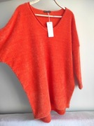 New Collection Pomarańczowy włochaty sweter r U