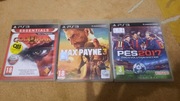 Zestaw trzech gier na PS3: God of War III, Max Payne 3 i PES 2017