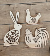 Ozdoby Wielkanocne zając kogut kura sklejka