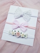 Zestaw 3 opasek dziecięcych na chrzest urodziny i 