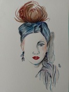 Akwarelowy portret kobiety "Niedokończona"