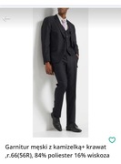 Garnitur męski z kamizelką+ krawat ,r.66(56R), 84% poliester 16% wiskoza