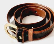 Pasek skórzany czarno-brązowy