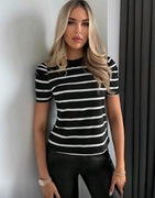 Bluzka M rękawy bufki paski 