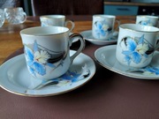 Zestaw 6 filiżanek i talerzyków do espresso. Porcelana Japońska