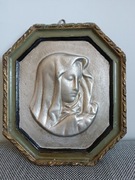 Stara, duża gipsowa plakietka, Matka Boska 